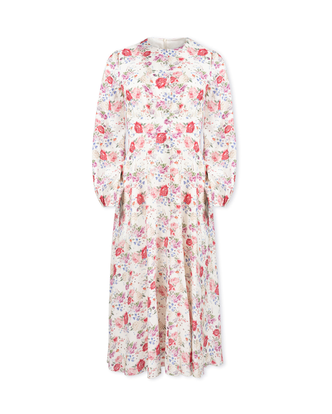 Waisted Floral Button Detailed Maxi Dress