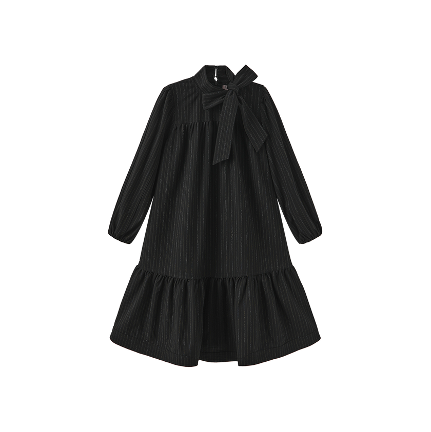 Neck Bow Bottom Tier Dress