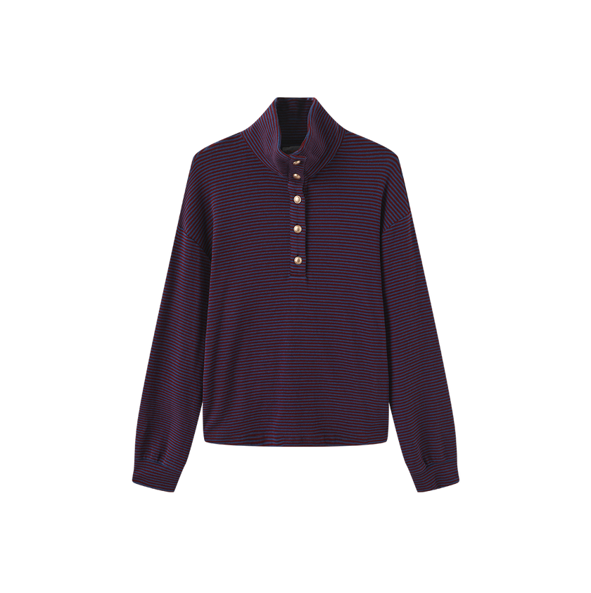 Swan Stripe Half Button Top