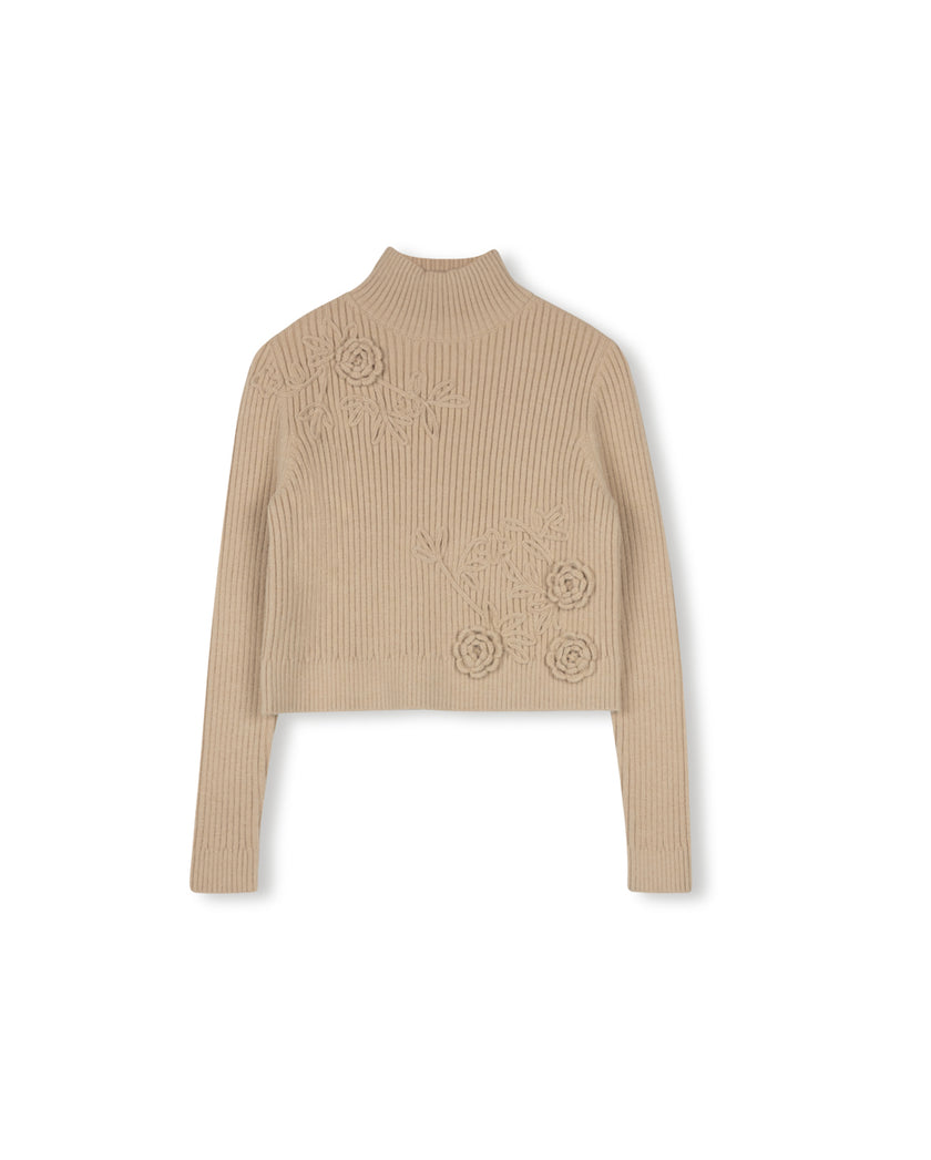 Embroidered Turtleneck Sweater