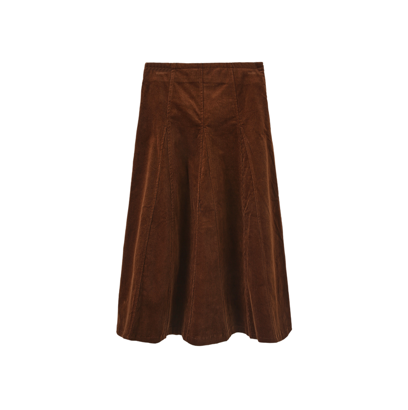 Corduroy Panel Midi Skirt