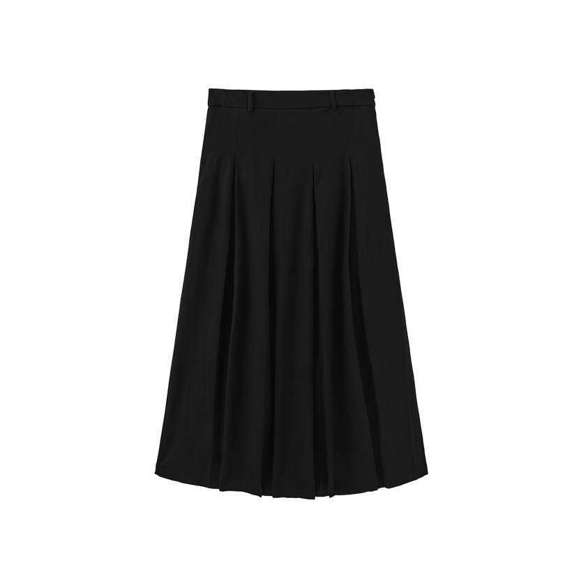 Wool Box Pleat Maxi Skirt