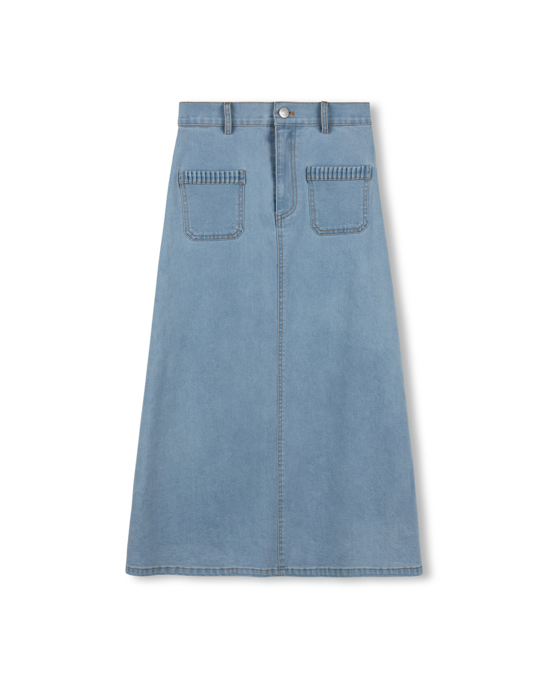 Stitch Pocket Trim Denim Skirt