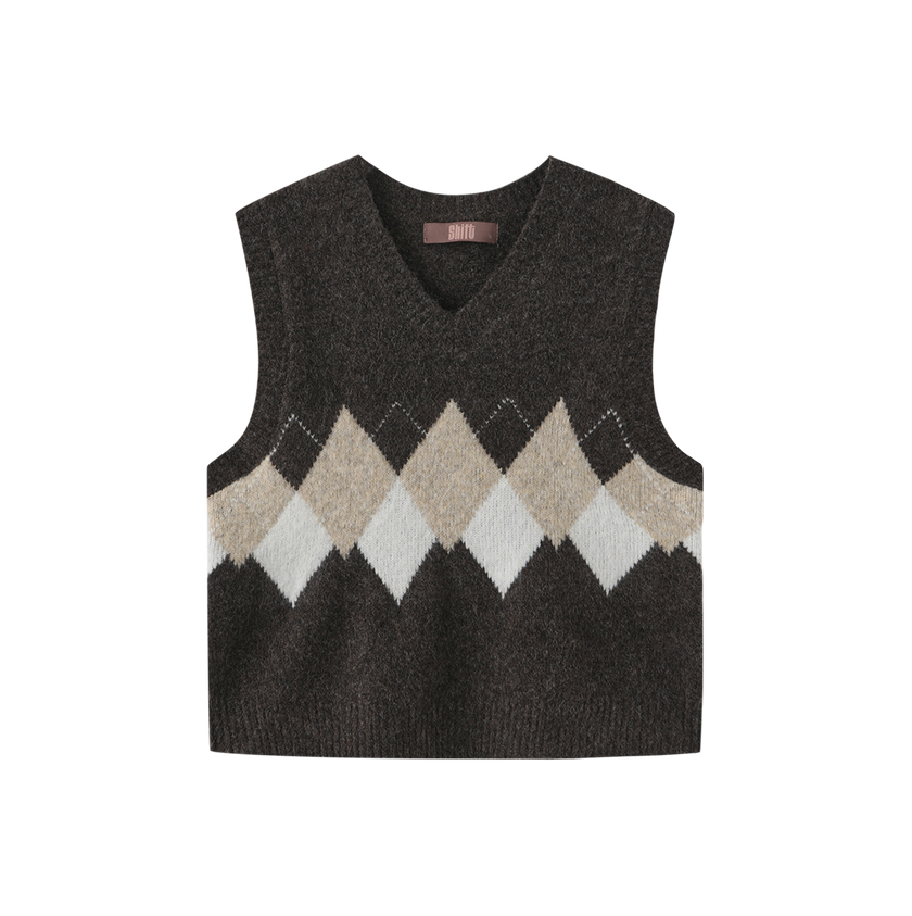 Knit Argyle Vest