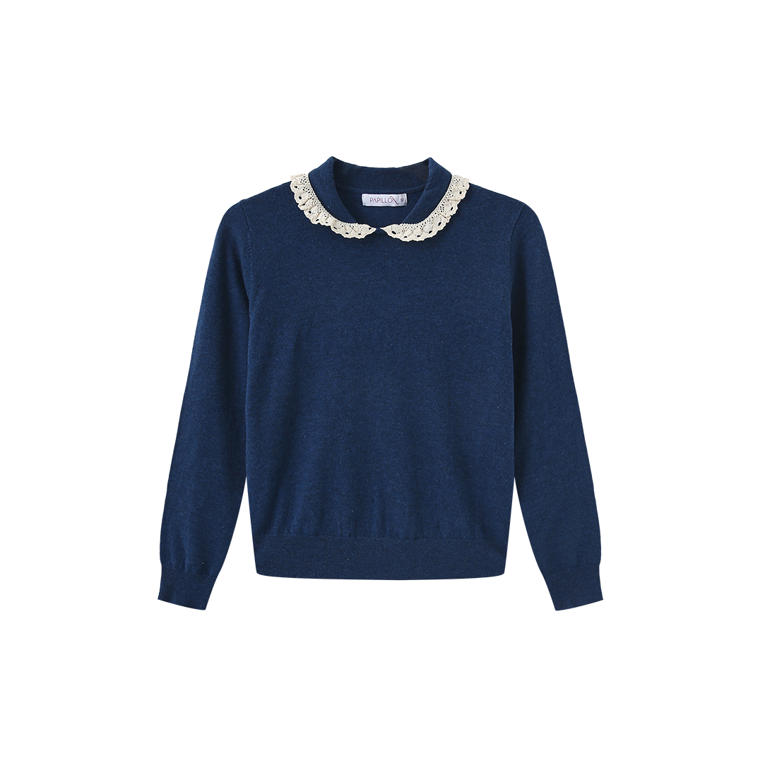 Lace Collar Knit Sweater