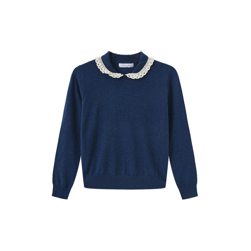 Lace Collar Knit Sweater