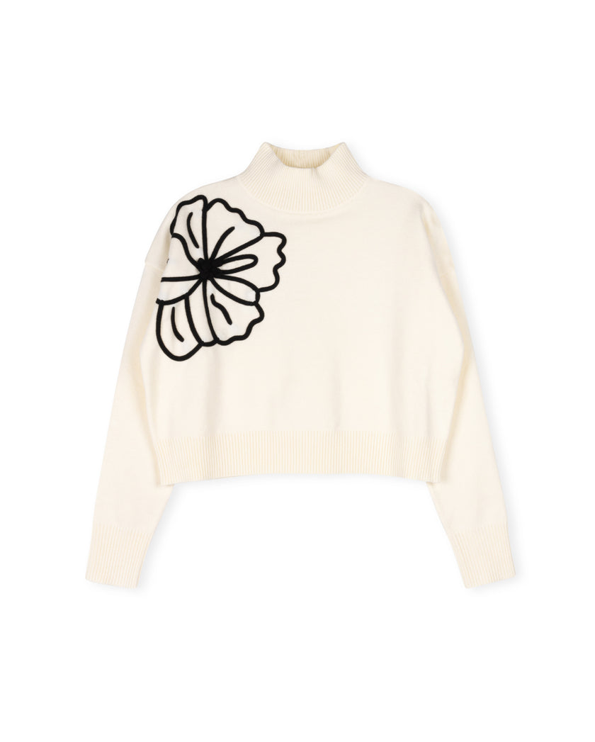 Flower Knit Sweater And Slip Dress
