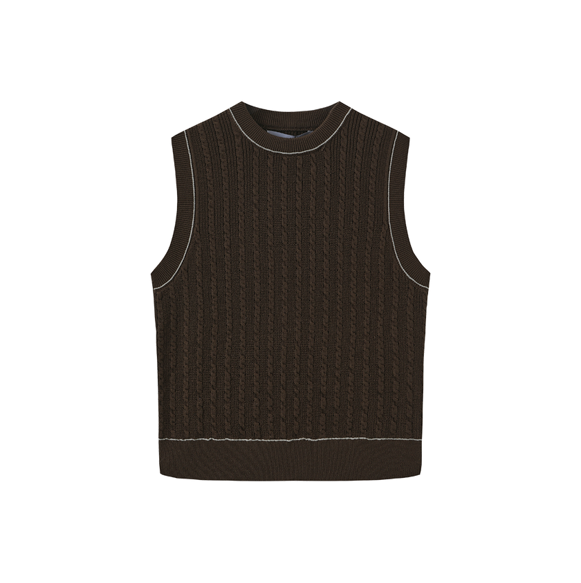 Cable Knit Trim Vest