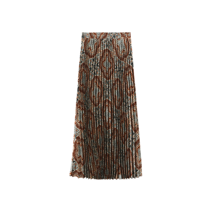 Printed Pleated Elastic Skirt