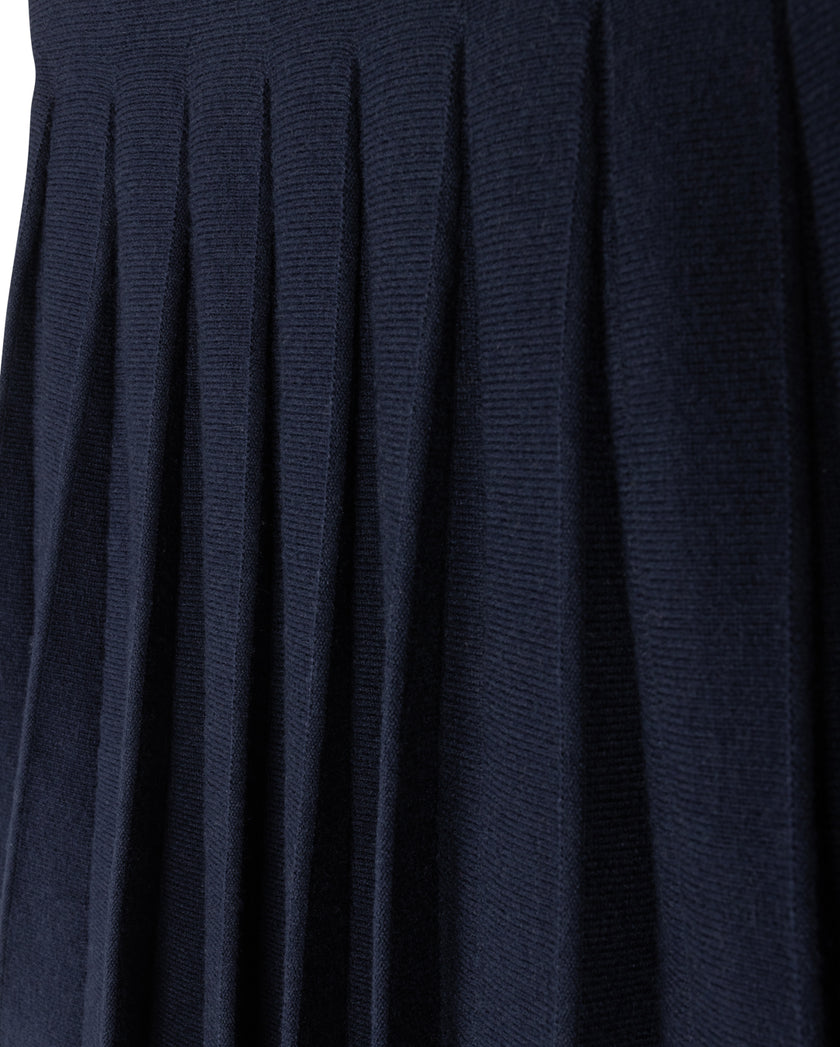 Detail Seam Top Knit Pleated Skirt