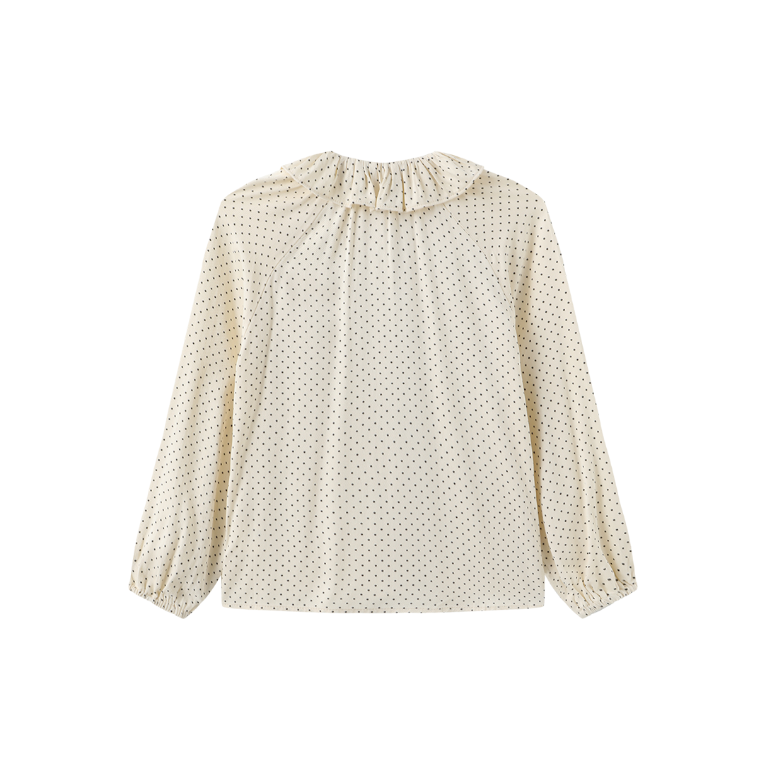 Polka Dotted Neck Bow Blouse