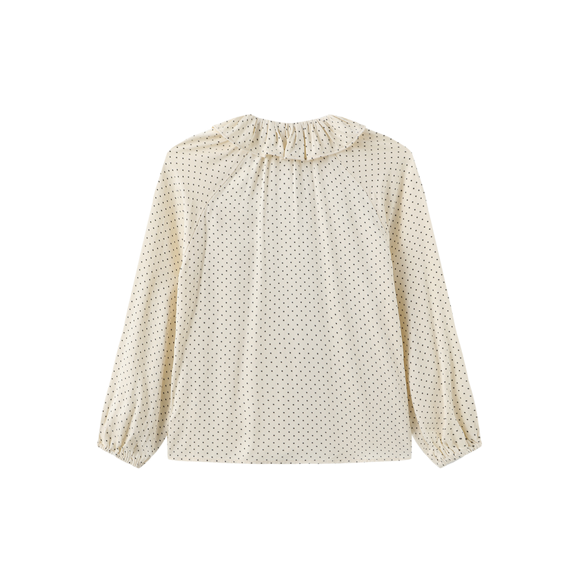 Polka Dotted Neck Bow Blouse