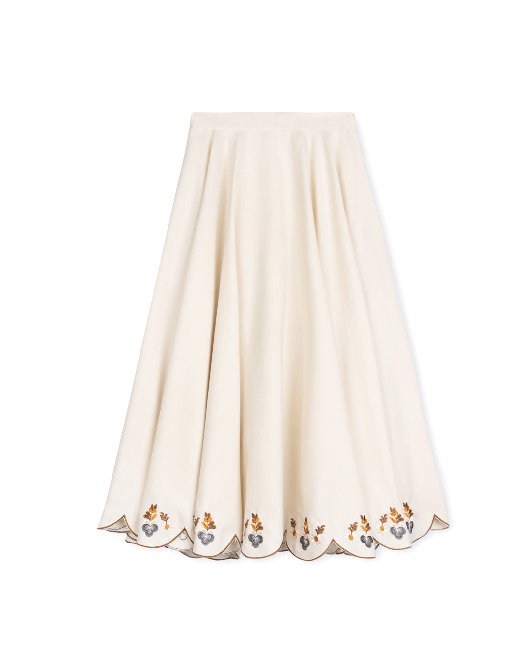 Ferron - Scalloped Trimming Midi Skirt