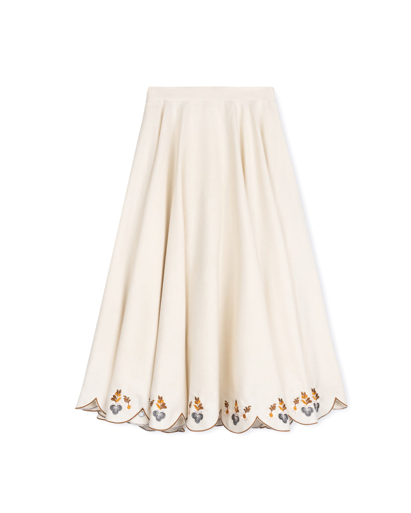 Ferron - Scalloped Trimming Midi Skirt