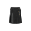 Side Pleat Buckle Leather Skirt