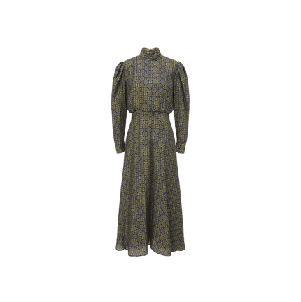 Printed Puff Sleeve  Maxi Dress