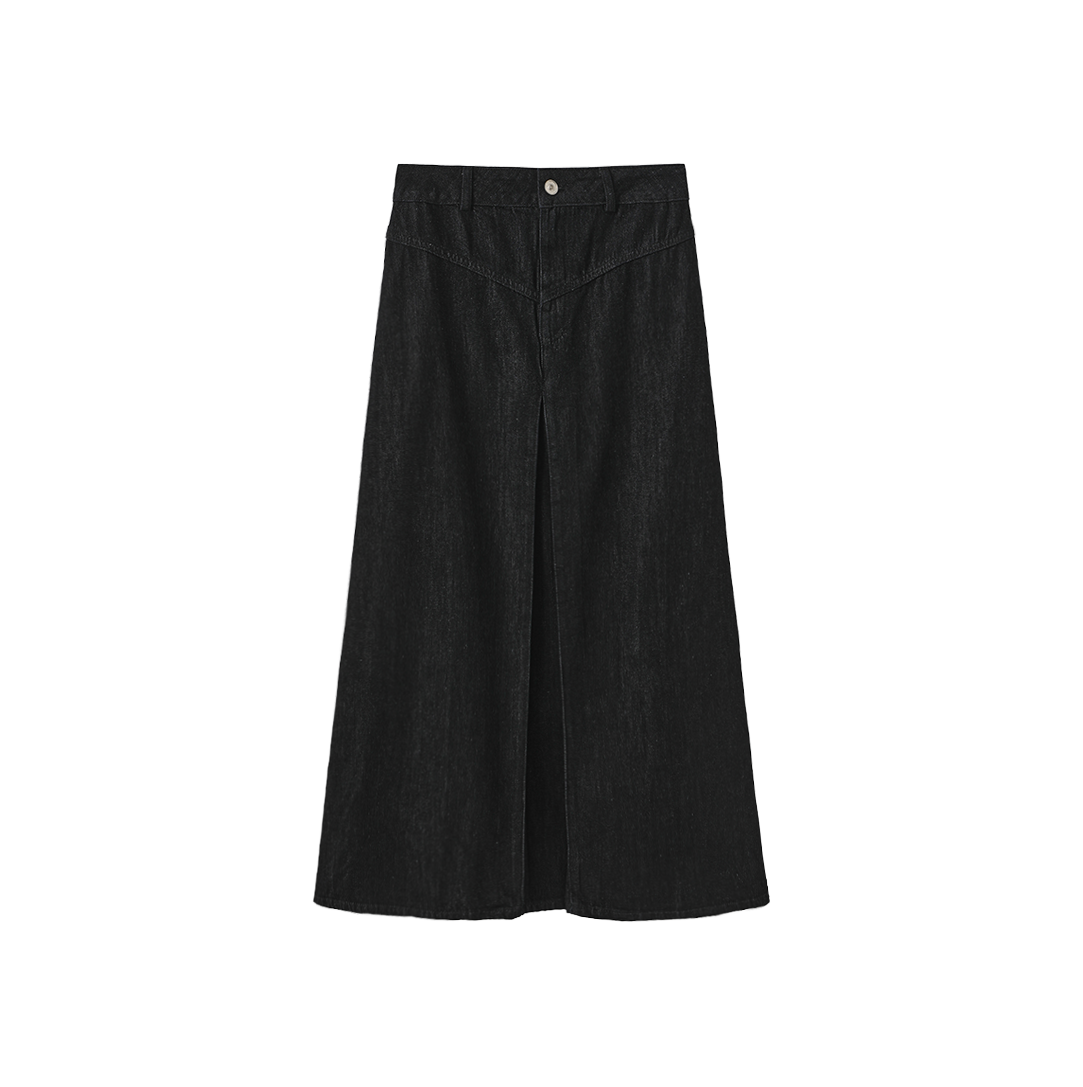 Dark Denim Maxi Pleat Skirt