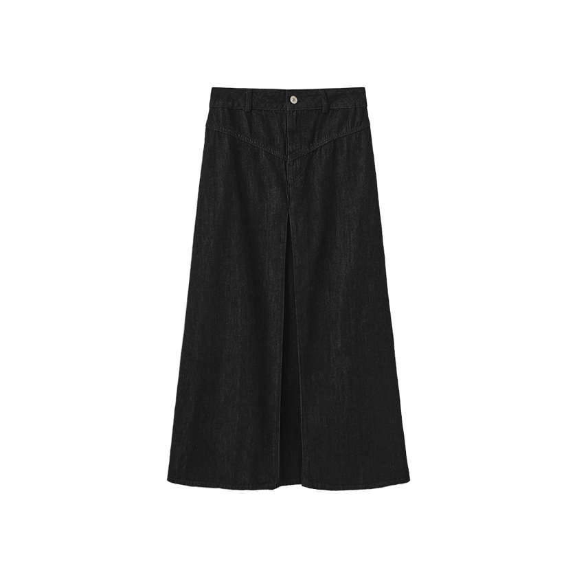 Dark Denim Maxi Pleat Skirt