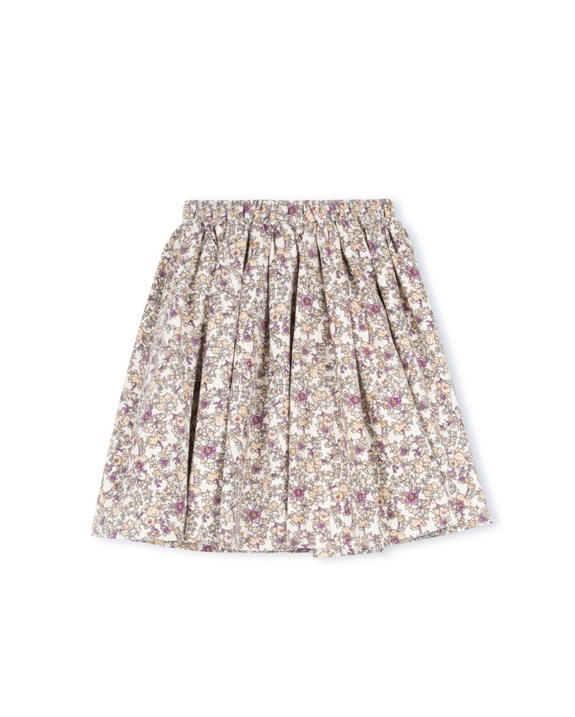 Dear - Corduroy Floral Printed Skirt