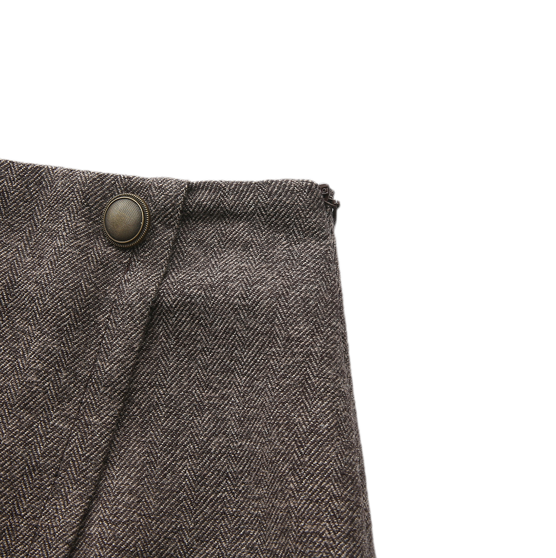 Marion Wool Herringbone Wrap Skirt