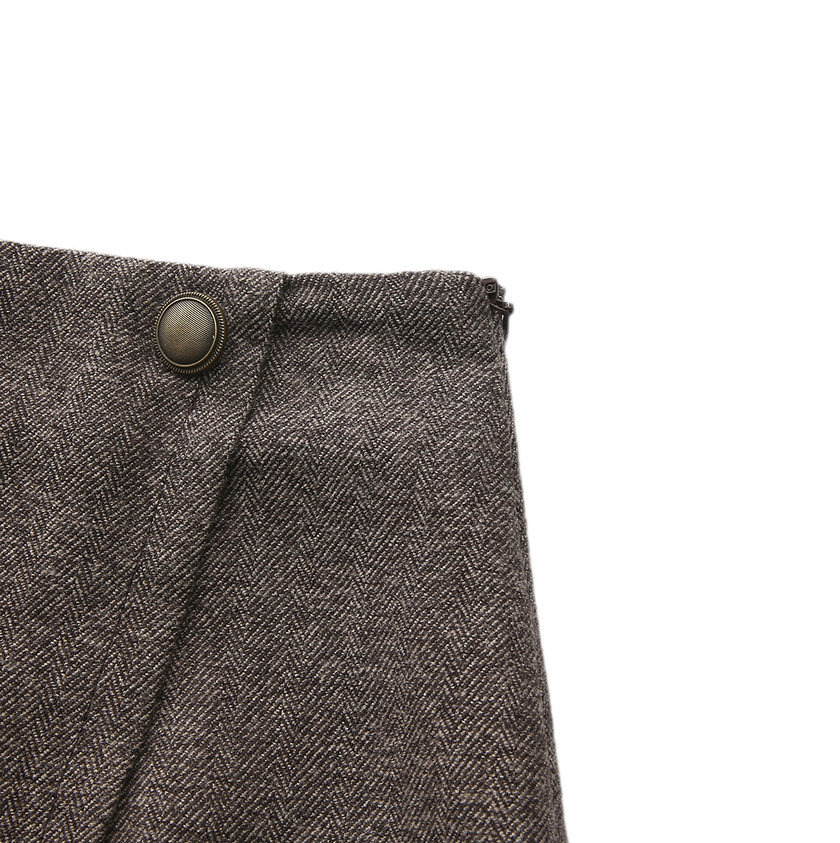 Marion Wool Herringbone Wrap Skirt