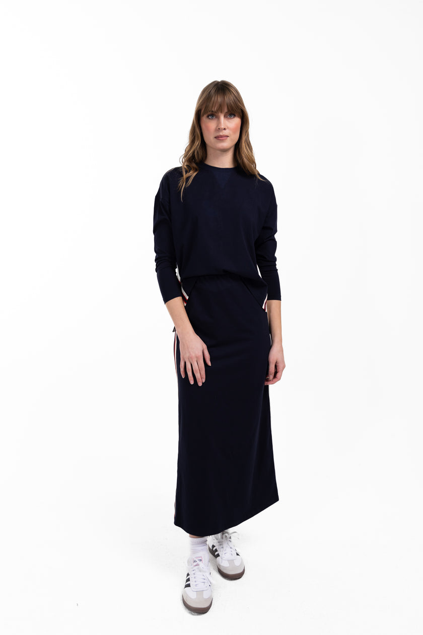 Senate Cotton Maxi Skirt With Sports Piping