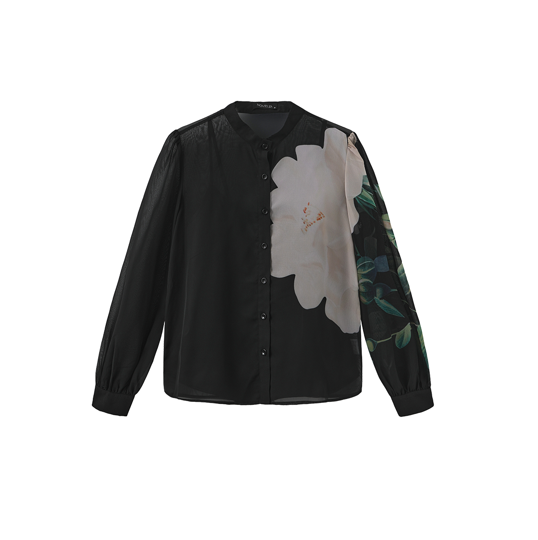 Jule Floral Print Sheer Blouse