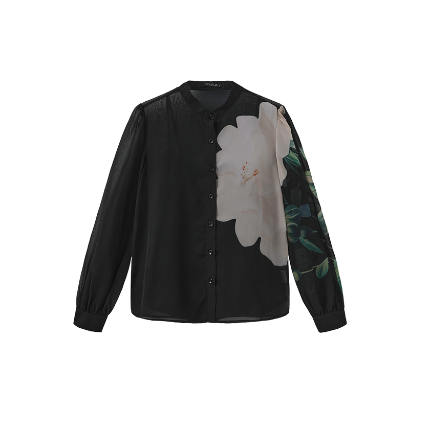 Jule Floral Print Sheer Blouse