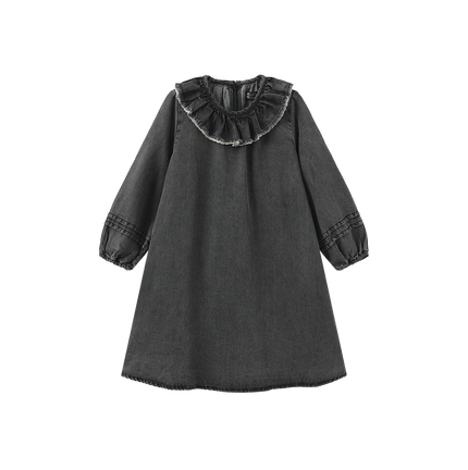 Denim Ruffle Collar Dress