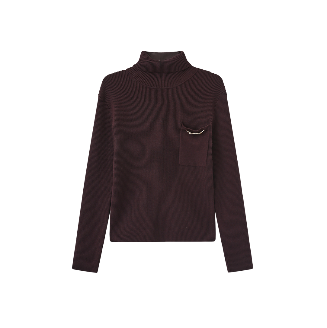 Ribbed Pocket Turtleneck
