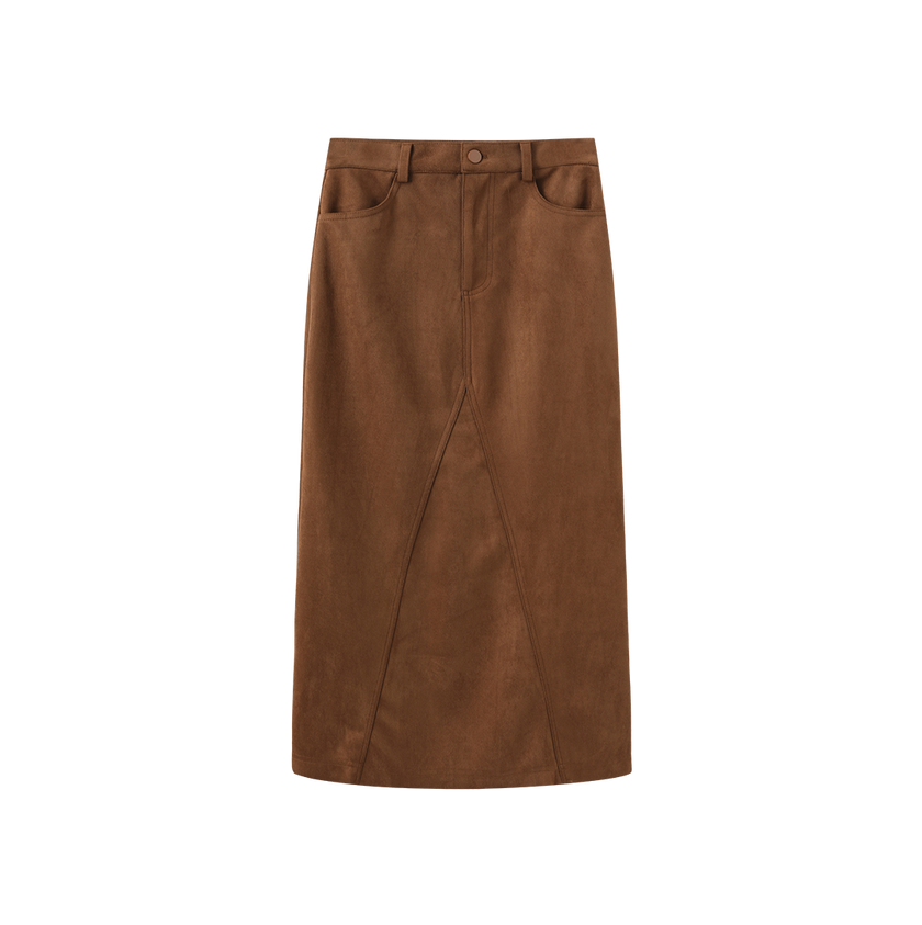 Suede Seam Midi Skirt