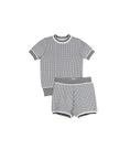 Knit Striped Trimming Sweater And Shorts