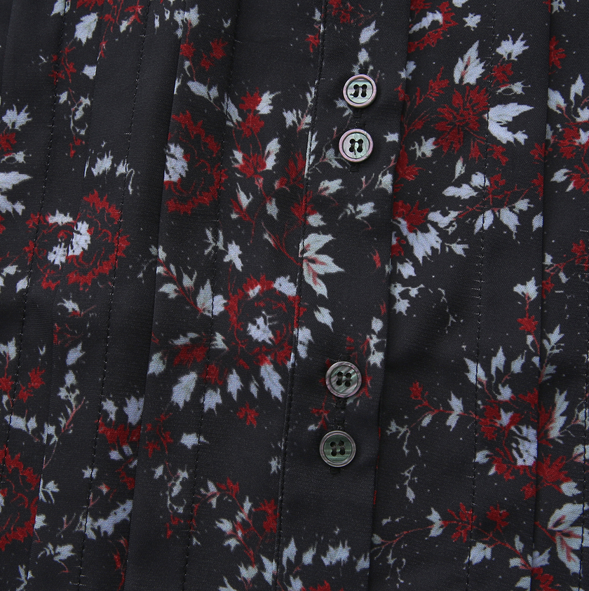 Pleated Double Button Blouse