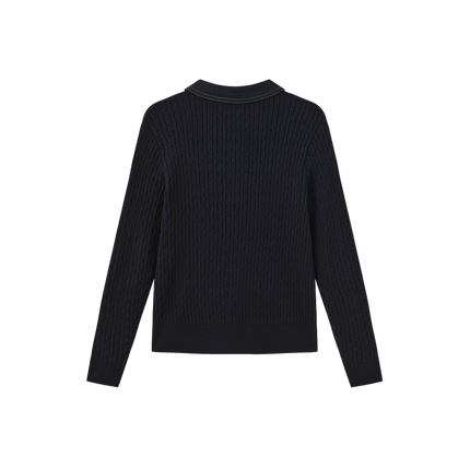 Cable Knit Contrast Fabric Cardigan