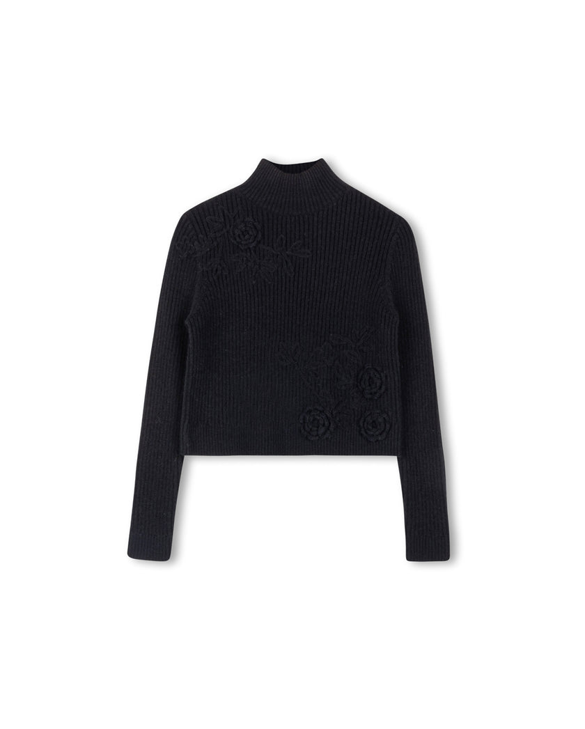Embroidered Turtleneck Sweater