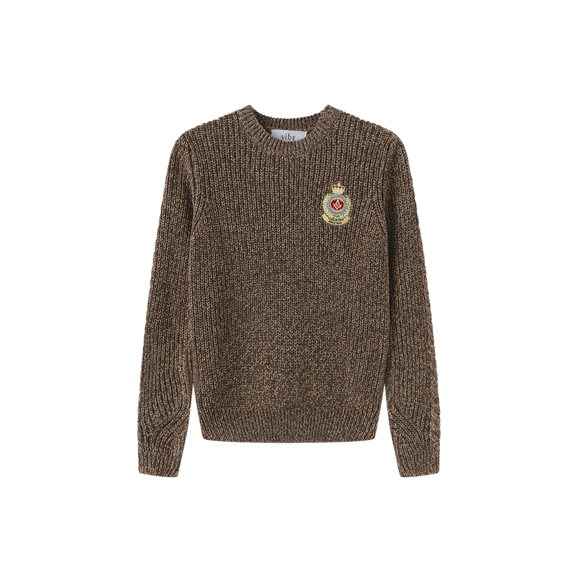 Marled Big Patch Knit Sweater