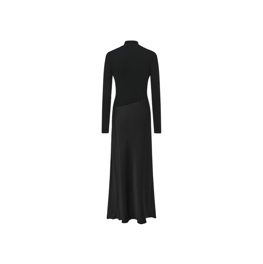 Asymmetrical Waist Combo Dress