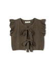 Printed Bottom Tiered Dress With Knit Vest