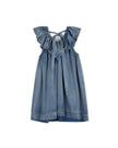 Denim V-Neck Ruffle Collar Jumper