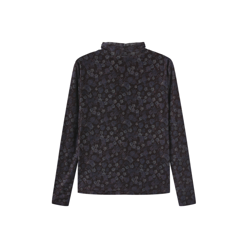 Elm Mesh Printed Turtleneck Top