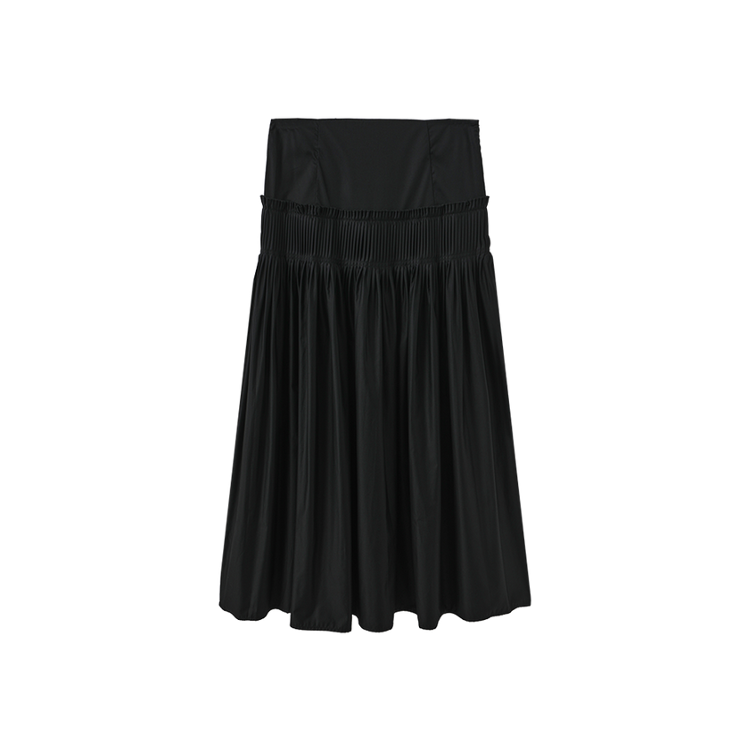 Pintucked Pleated Poplin Skirt