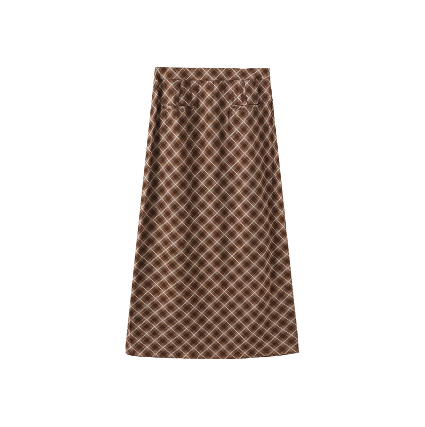 Pinta Front Fly Plaid Skirt