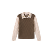 Pez Pointelle Contrast Knit Collared Sweater