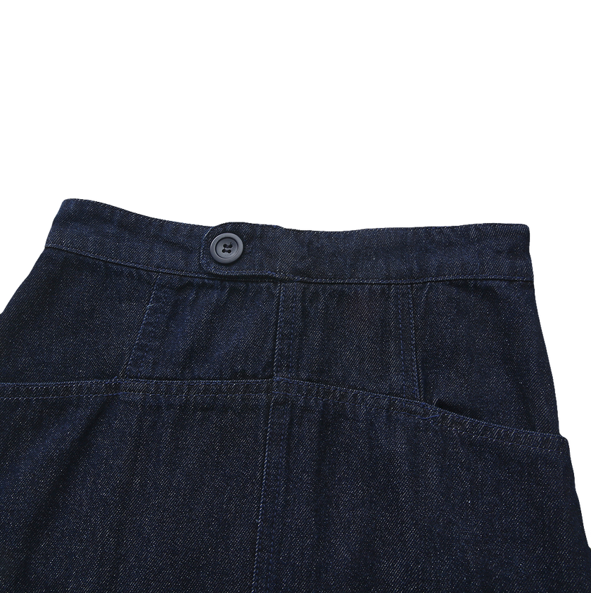 Side Button Tab Midi Skirt