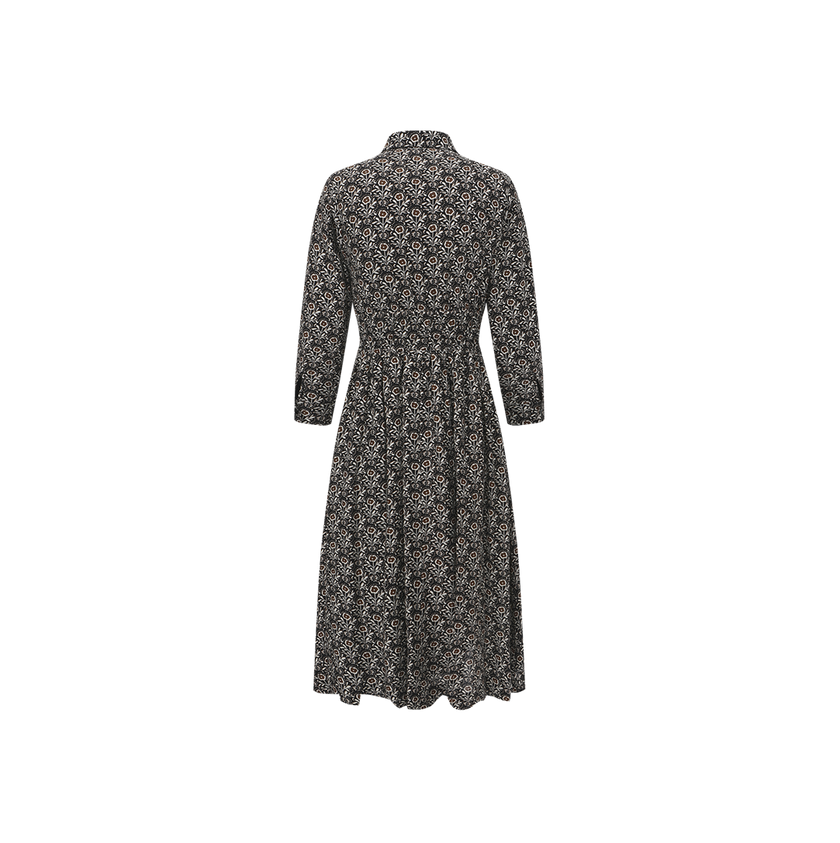 Printed Poplin Double Waisted Dress