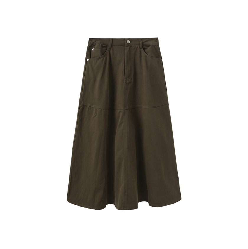 Denim Seam Detailed Pocket Skirt