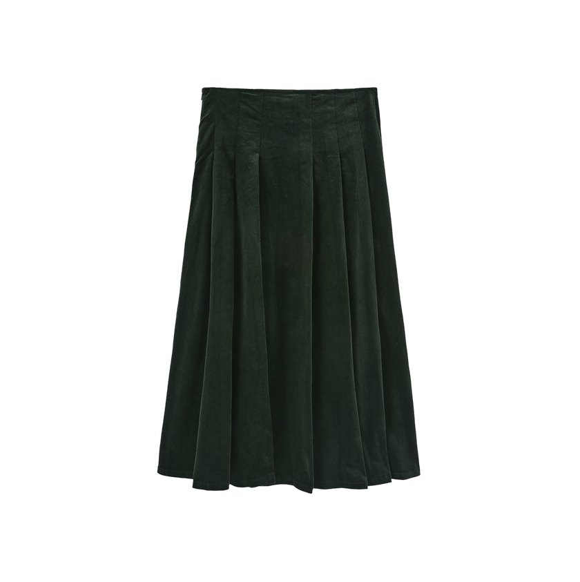Corduroy Combo Pleated Skirt
