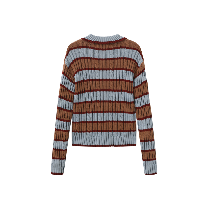 Stripe Knit Polo Shirt