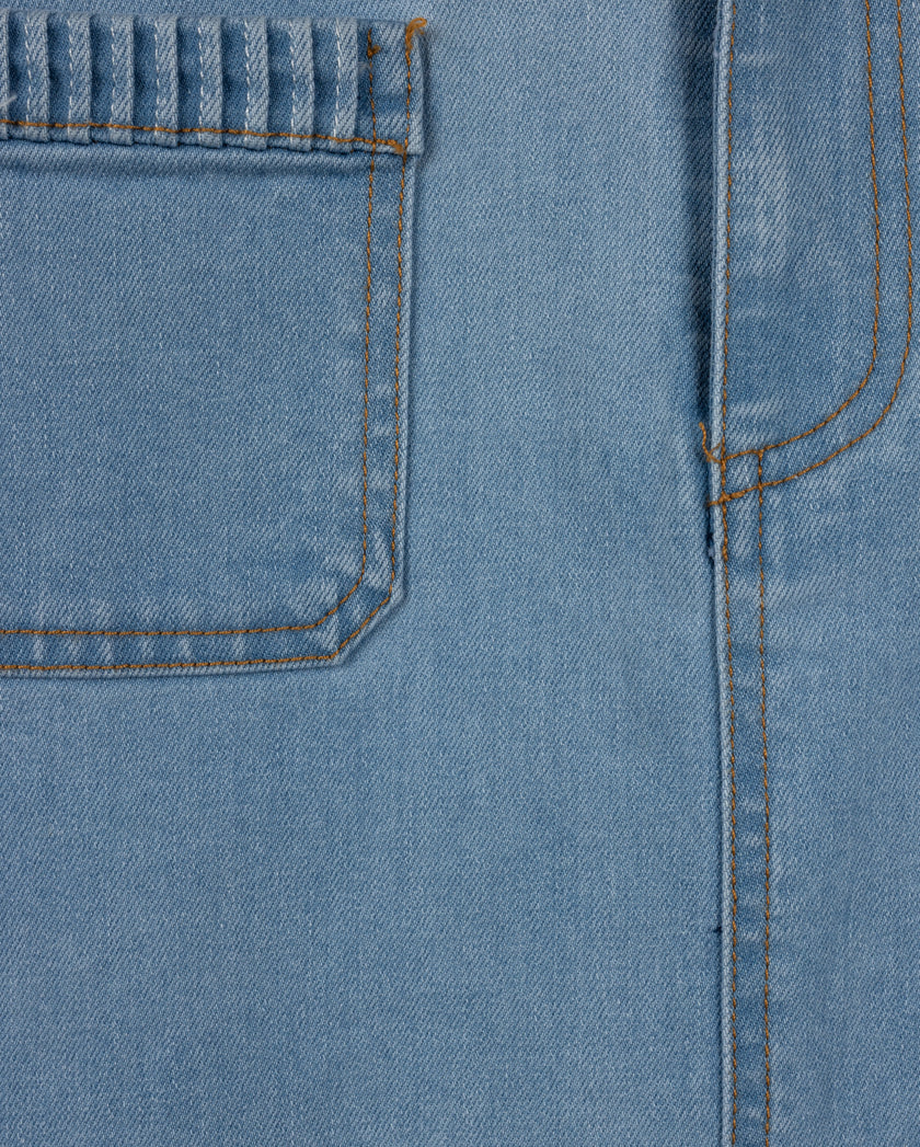 Stitch Pocket Trim Denim Skirt
