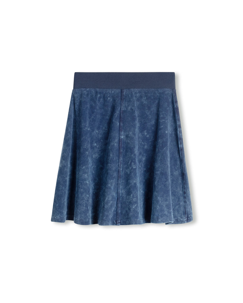 Elastic Waist A-line Knee Skirt